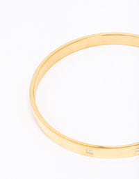 Gold Plated Stainless Steel Triangular Cubic Zirconia Flat Bangle - link has visual effect only