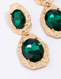 Gold Double Disc Emerald Drop Earrings - link has visual effect only