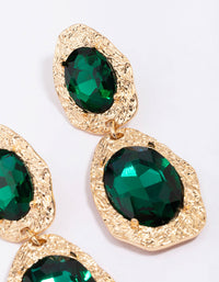 Gold Double Disc Emerald Drop Earrings - link has visual effect only