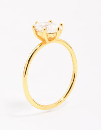Gold Plated Sterling Silver Oval Solitaire Ring - link has visual effect only