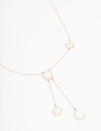 Rose Gold Iridescent Flower Y-Shaped Necklace - link has visual effect only