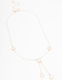 Rose Gold Iridescent Flower Y-Shaped Necklace - link has visual effect only