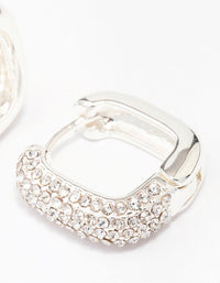 Silver Plated Square Pave Hoop Earrings - link has visual effect only