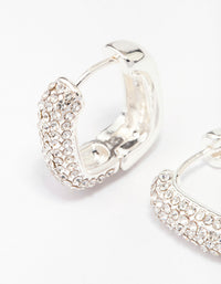 Silver Plated Square Pave Hoop Earrings - link has visual effect only
