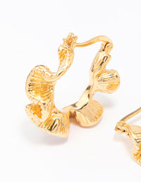 Gold Plated Frill Edge Hoop Earrings - link has visual effect only