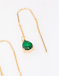 Gold Plated Cubic ZIrconia Emerald Threader Drop Earrings - link has visual effect only