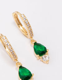Gold Plated Pave Pear Round Drop Earrings - link has visual effect only