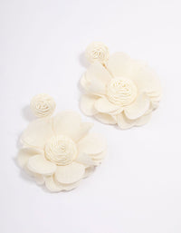 Gold & Cream Raffia Petal Flower Drop Earrings - link has visual effect only