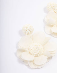 Gold & Cream Raffia Petal Flower Drop Earrings - link has visual effect only