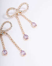 Gold Bow Teardrop Lilac Stone Drop Earrings - link has visual effect only
