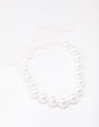 Large Pearl & Pink Chiffon Tie Statement Necklace - link has visual effect only