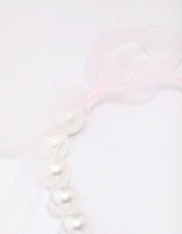 Large Pearl & Pink Chiffon Tie Statement Necklace - link has visual effect only