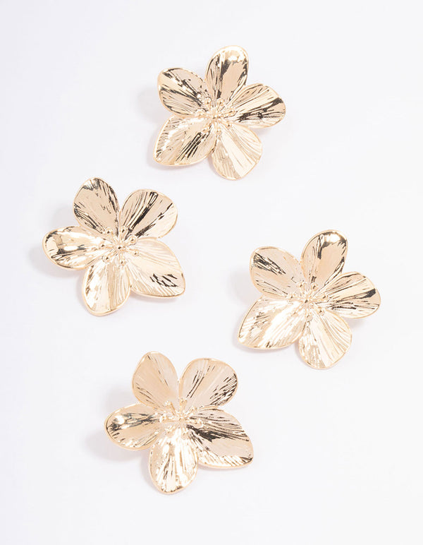 Gold Detail Flower Hair Clip 4-Pack
