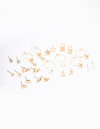 Gold Pearl Drip Heart Earring 12-Pack - link has visual effect only