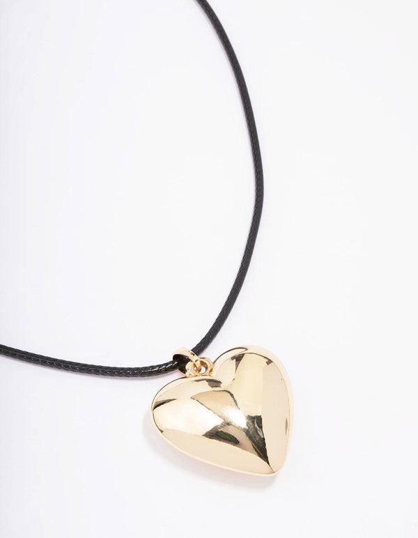 Gold Heart Cord Necklace