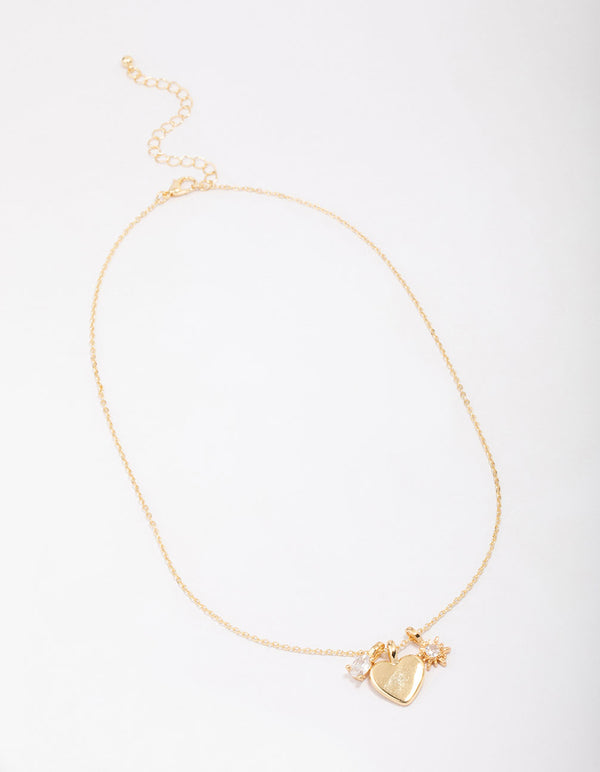 Gold Plated Heart Cubic Zirconia Pendant Necklace - Lovisa