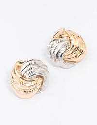 Two-Toned Swirling Knotted Stud Earrings - link has visual effect only