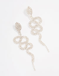 Silver Snake Diamante Swirl Drop Earrings - link has visual effect only