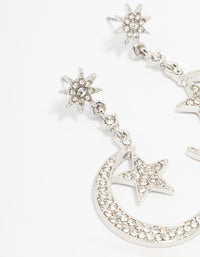 Silver Diamante Moon & Star Celestial Drop Earrings - link has visual effect only