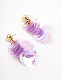 Gold & Purple Cluster Disc Drop Earrings - link has visual effect only