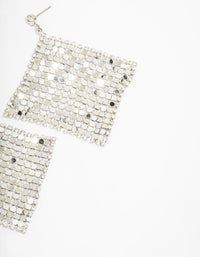 Silver Disco Chain Mail Drop Earrings - link has visual effect only