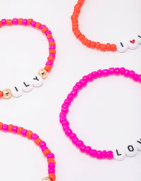Pink & Red Love Beaded Friendship Bracelet 5-Pack - link has visual effect only