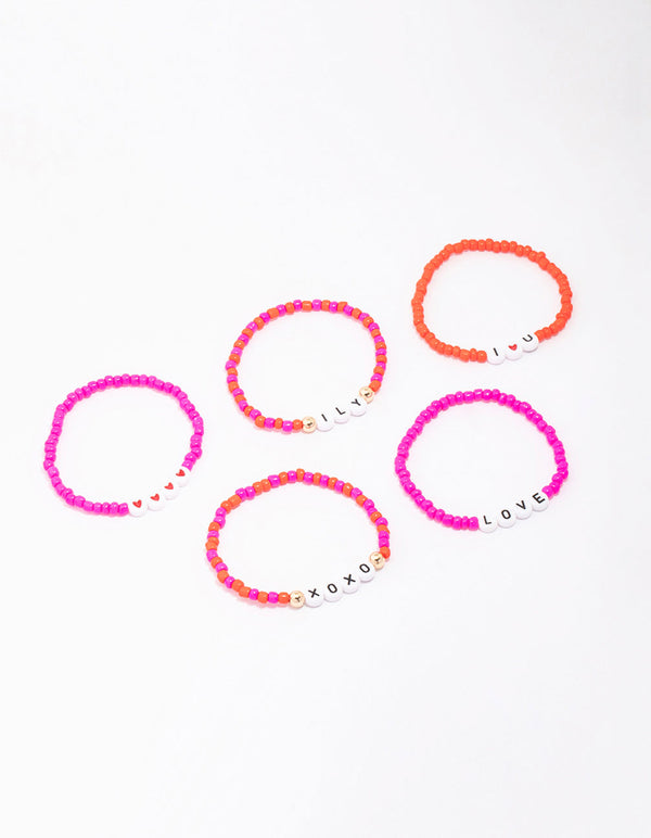 Pink & Red Love Beaded Friendship Bracelet 5-Pack