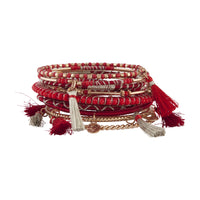 Red Rose Gold Tassel Bead Bangle Pack - link has visual effect only