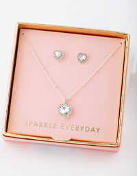 Yellow Heart Earrings Necklace Gift Box - link has visual effect only