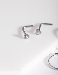 Rhodium Heart Nose Ring 4-Pack - link has visual effect only