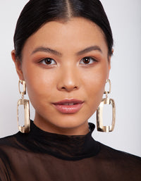 Gold Textured Open Geometric Drop Earrings - link has visual effect only
