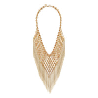 Gold Chain Link Fringe Necklace - link has visual effect only