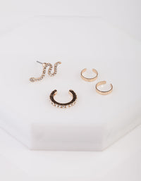 Gold Diamante Snake Cuff Earring 4-Pack - link has visual effect only
