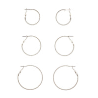 Rhodium Triple Diamond Cut Hoop Earring Pack - link has visual effect only