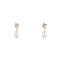 Rose Gold Pearl Drop Stone Stud Earrings - link has visual effect only