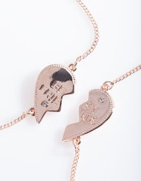 Rose Gold Best Friend Heart Bracelet Set - link has visual effect only