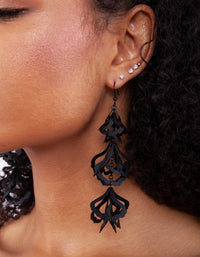 Black Petal Drop Earrings - link has visual effect only