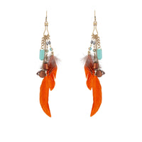 Multicoloured Feather Chain Drop Earrings - link has visual effect only