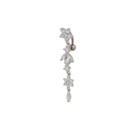Silver Surgical Steel Cubic Zirconia Flower & Leaf Drop Belly Bar - link has visual effect only