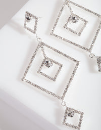 Silver Diamante Geometric Drop Earrings - link has visual effect only