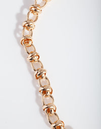 Gold Chunky Link Chain Necklace - link has visual effect only