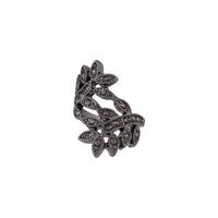 Midnight Black Jewelled Leaf Wrap Ring - link has visual effect only