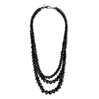 Black Trio Row Glass Facet Bead Necklace - link has visual effect only