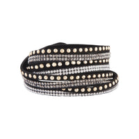 Studded Black Fabric Cross Wrap Bracelet - link has visual effect only
