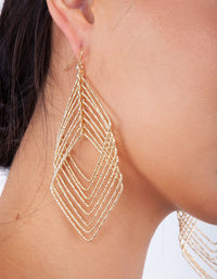 Gold Diamond Cut Drop Diamond Drop Earrings - link has visual effect only