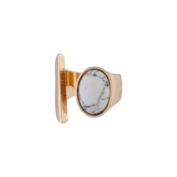 Gold Open Band Howlite Stone Ring