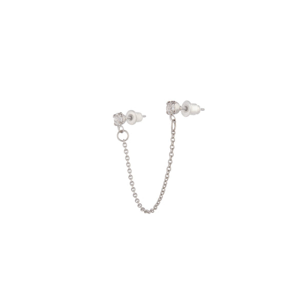 Silver Double Diamante Chain Earrings