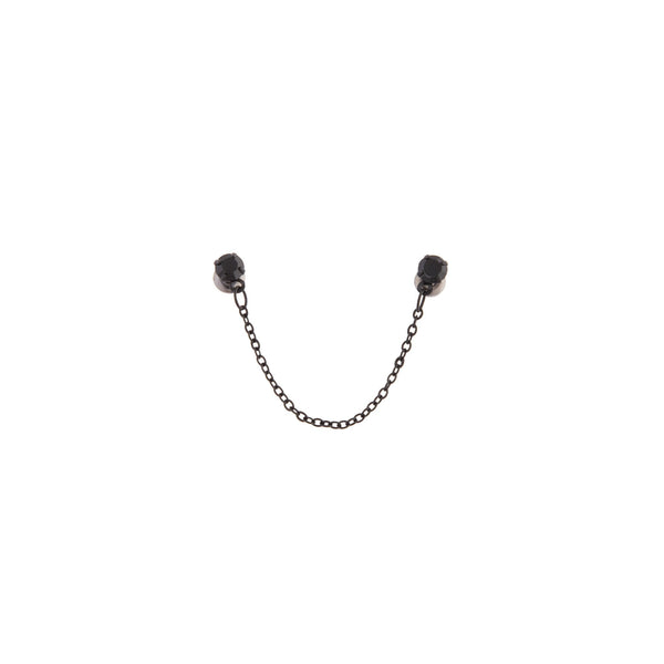 Black Double Diamante Chain Stud Earrings