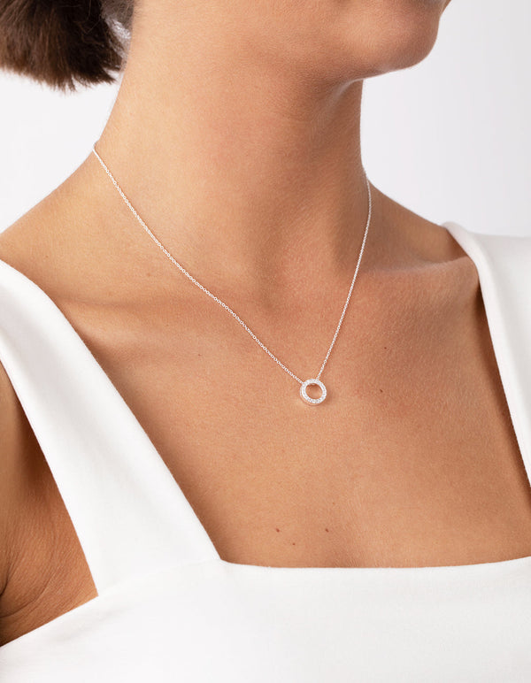 Buy Ayesha Circular Mini Pendant Silver-Toned Dainty Necklace Online
