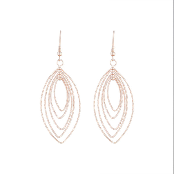 Rose Gold Textured Marquise Drop Earrings